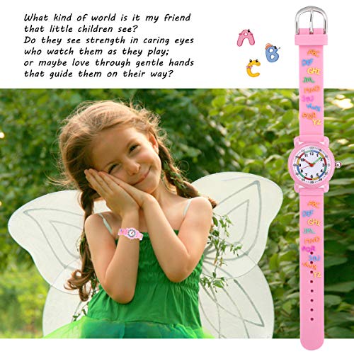 Image of Jewtme Cute Toddler Children Kids Watches Ages 3-8 Analog Time Teacher 3D Silicone Band Cartoon Watch for Little Girls Boys