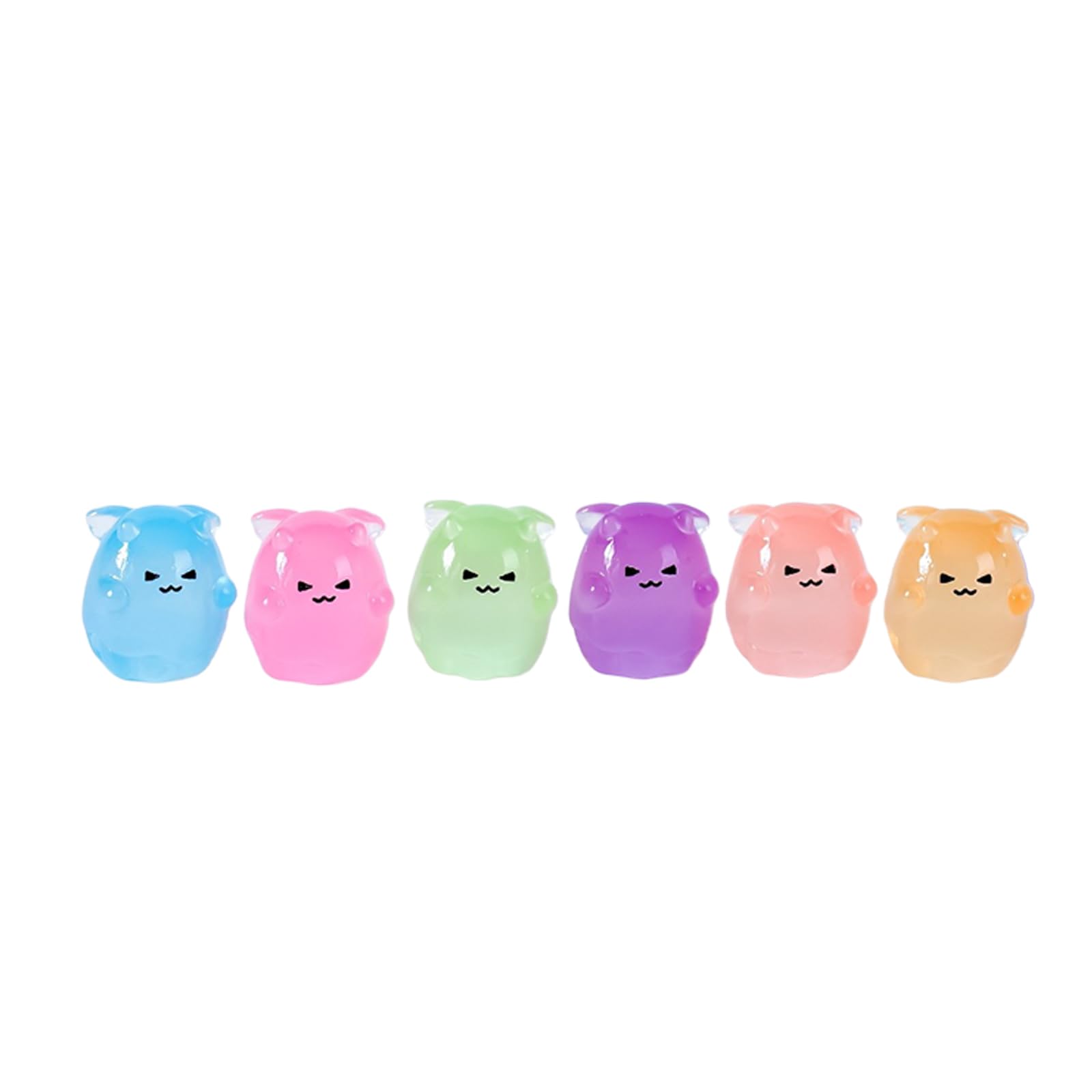 TFAOYS 6Pcs Glowing Halloween Specter Pumpkins Decoration Resin Miniatures Ornament for Desktop Shelf or Party Use Fluorescent Halloween Decorations