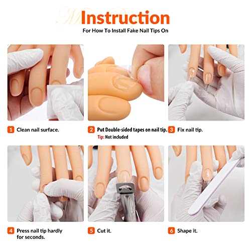 Practice Hand For Acrylic Nails, Flexible Nail Hand Practic Nail Training Fake Hand Nails Practice Mannequin Hands Manicure Hand Practice With Nails 1Pcs #TOP4