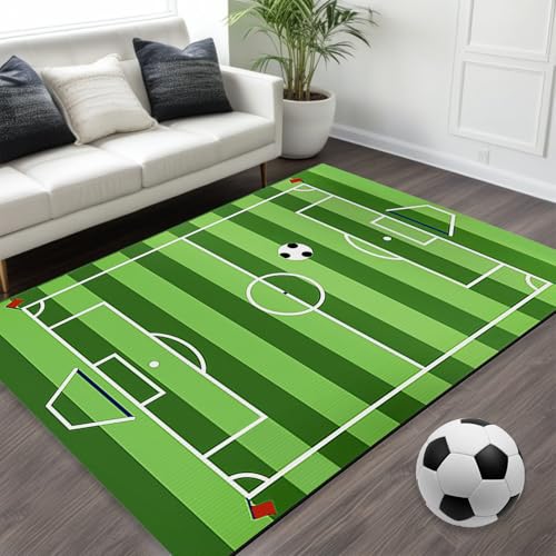 Tapis Chambre Enfant, 80x120 CM Tapis De Football Chambre, Tapiss pour Enfants, The Carpet, Tapiss Terrain De Foot, Football Tapis Salon Bain Lavable Anti...