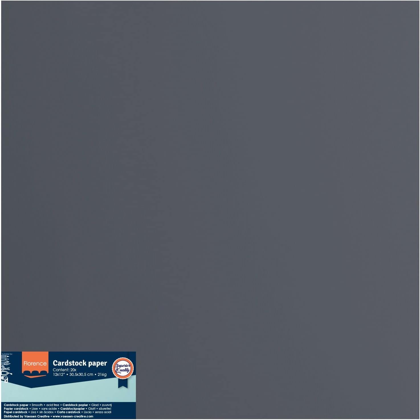Florence Cardstock Smooth - Coloured Card Making Supplies 12 x 12 inch - Grey - 20 Sheets - Coloured Paper for Scrapbooking, Card Making, Die Cutting and Paper Crafts - 216 GSM - Anthracite