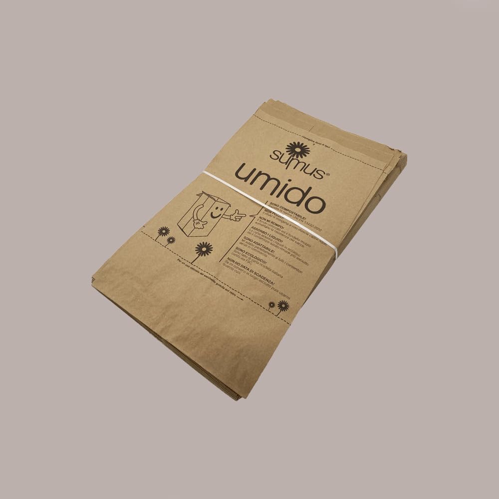 Sacchi Carta SUMUS per Raccolta Differenziata Umido Organico Autoformante con fondello interno mobile 20 Lt 100 pezzi Lucgel