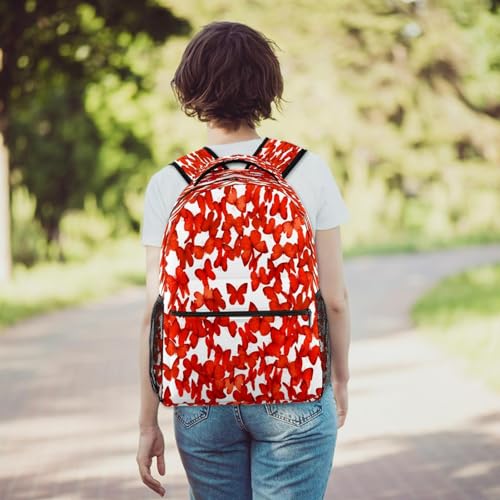 Sac à dos d'école papillons rouges grand format 40cm pour adolescents - 6