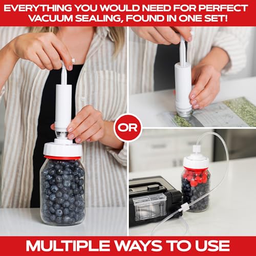 Image of FORJARS Jar Vacuum Sealer Accessory Set for Mason Jars - Compatible with Regular and Wide Mouths, Cordless Pump for Portable Manual Hand Sealing, no electric. Vacuum Sealer with Plastic Lids