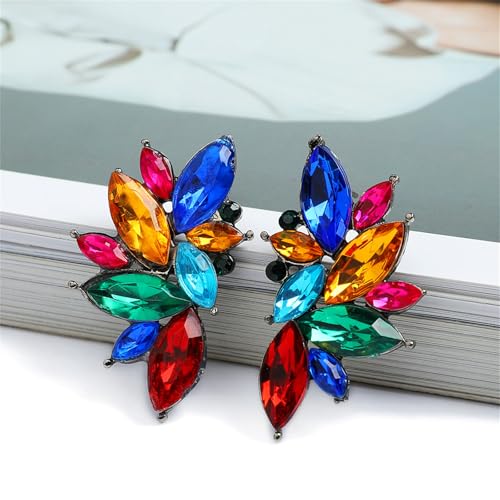 MALOYANVE Crystal Cluster Earrings Funky Punk Rock Small Round Rhinestone Angel Wings Statement Stud Earrings for Brides Bridemaids Wedding Jewelry Gifts for Women4