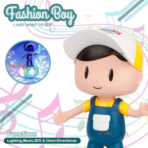 Image of Zest 4 Toyz Musical Toy Battery Operated 360 Degree Rotating Musical Dancing Boy 5D Light & Sound Toy with Bump & Go Action for Kids, Blue