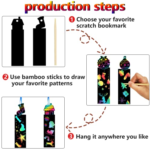 Johiux Graffi natalizi per bambini, 48 segnalibri