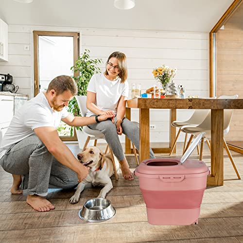 Efwel Collapsible Dog Food Container For Storage Dog Cat Small Pet Food 30 Lbs (Pink) #TOP1