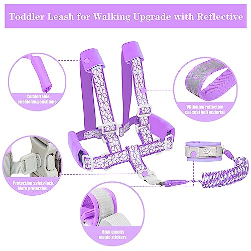 Toddler Leash For Walking, Toddler Safety Harnesses Leashes, Safety Harness With Lock For Kids, Anti Lost Wrist Link For Toddlers ，Upgrade With Reflective Tape Liner（6.5Ft）For Kids #TOP2