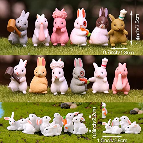 Tcjj 20 Pieces Easter Mini Bunny Figurines, Rabbit Figures, Easter Cupcake Toppers, Miniature Rabbit Character Ornaments For Fairy Garden Easter Cake Decoration Easter Egg Fillers (20 Pieces) #TOP5