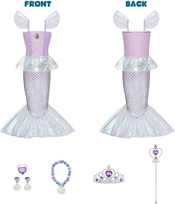 Mermaid Costume Kids Little Mermaid Princess Costumes for Girls Mermaid Ariel Princess Costumes Fancy Dress Up for Girls Halloween Cosplay Birthday Party World Book Day Mermaid Sequin Outfit