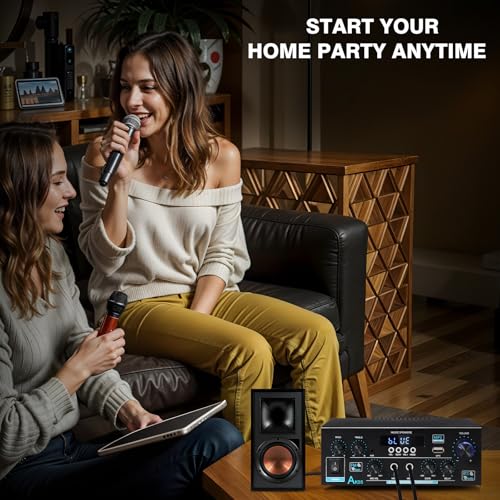 WOOPKER AK55 Amplificador áudio, 2.0 CH Receptor Amplificador áudio estéreo, Bluetooth 5.0 Amplifica