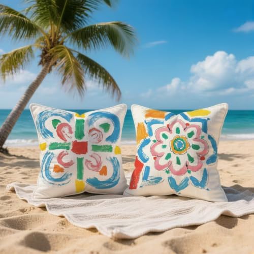 Funda cojín 50x50 cm juego de 2 lavables de lino para renovar sofá desgastado 3