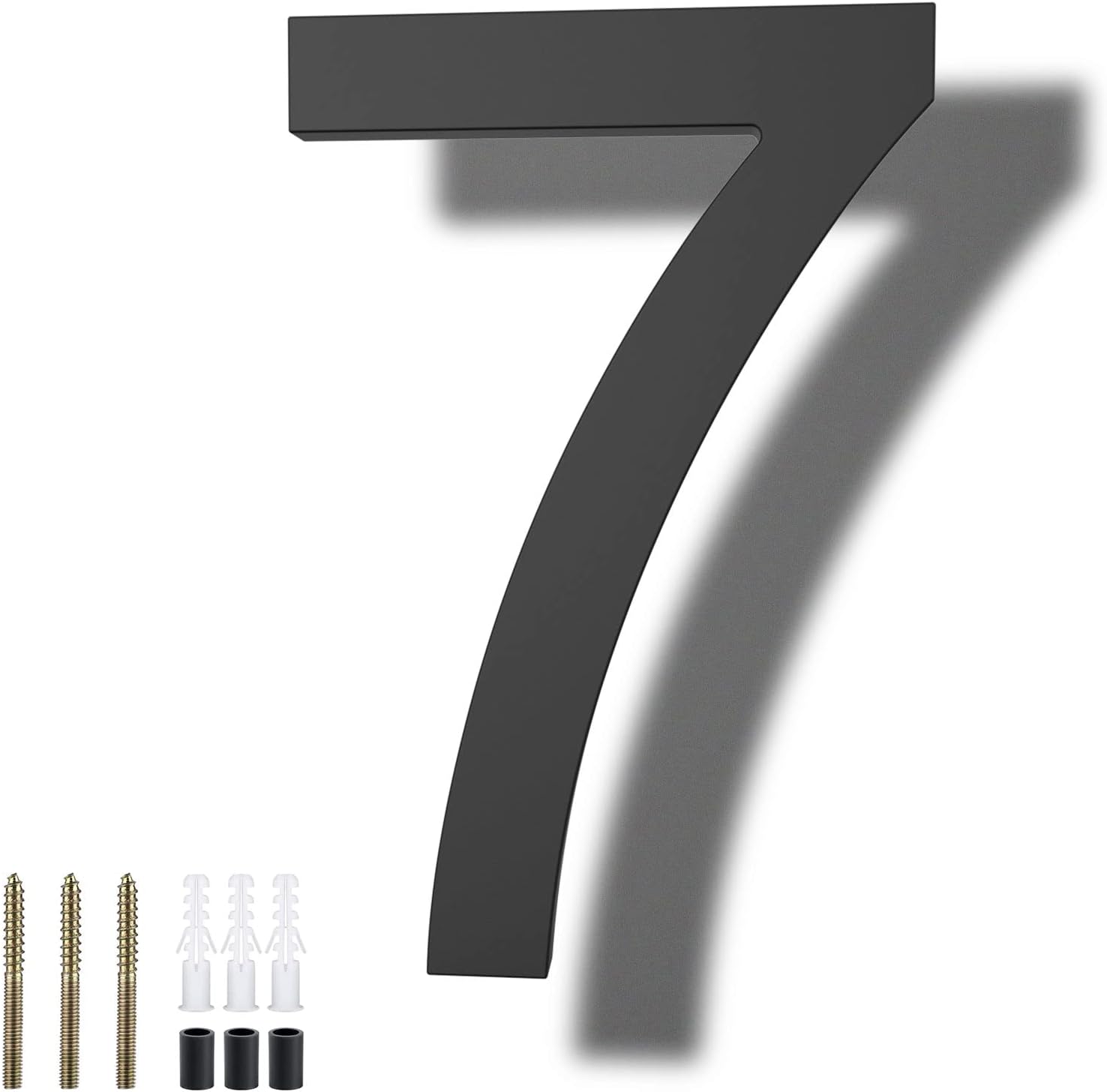 DEWEL 8 inch Floating Large House Numbers for Outside, Black Modern House Address Numbers Decor for 911 Visibility Signage with Nail Kits (House Number 7)