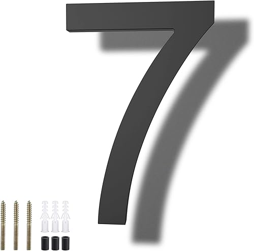 Miniatura 180 de DEWEL Números flotantes de casa grandes de 8 pulgadas para exteriores, decoración de números de dirección de casa modernos negros para señalización