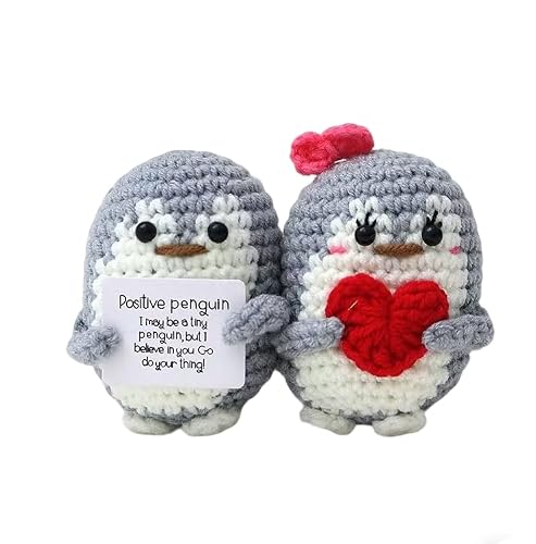 Elegycorn Positive Crochet Penguin, Encouragement Gift, Funny Inspirational, Cute Emotional Support Penguin, Small Desk Companion, Meaningful Gift Friend Coworker