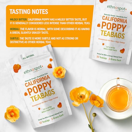 California Poppy Tea - Pure California Poppy Teabags - 100% Natural Herbal Tea For Relaxation Sleep Stress Relief & Calming Nervous System - 2 Gram Teabags - 32 Vegan Teabags - Image 5