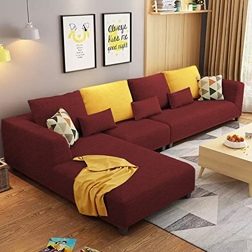 Image of Galib LHS 6 Seater L Shape Sofa Set for Living Room (Maroon Fabric)