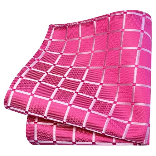 Image of GUSLESON 3.15 inch(8cm) Mens Tie and Lapel Pin Plaid Checkered Necktie Hankerchief Cufflinks Set for Men