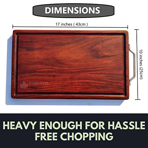Image of Single Block Rosewood Chopping Board, Food Safe, Processed and Seasoned with Food Grade Mineral Oils, One Piece (17x10 Inches) (Rosewood XL)
