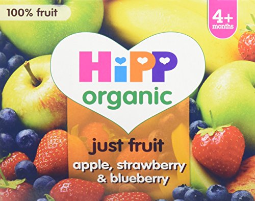 HiPP Organic Just Fruit Apple, Strawberry and Blueberry Fruit Pot 400 g (Pack of 6)