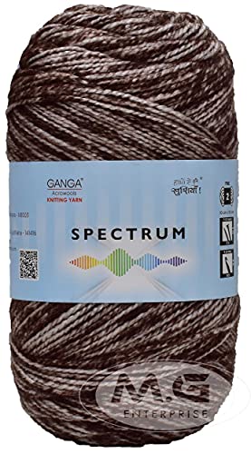 Image of Ganga Spectrum Carbon Brown Mix (500 gm) Wool Ball Hand Knitting Wool /Art Craft Soft Fingering Crochet Hook Yarn, Needle Knitting Yarn Thread Dyed. with Needl W V WB
