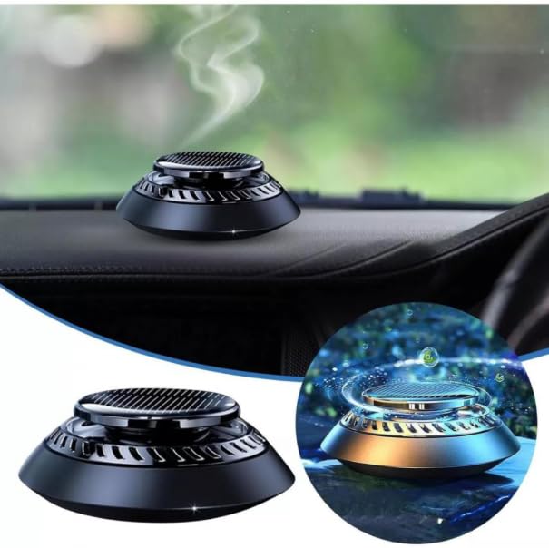 Difusor de Aroma Circular Solar para Carro, Rotação Automática, Plástico e Metal