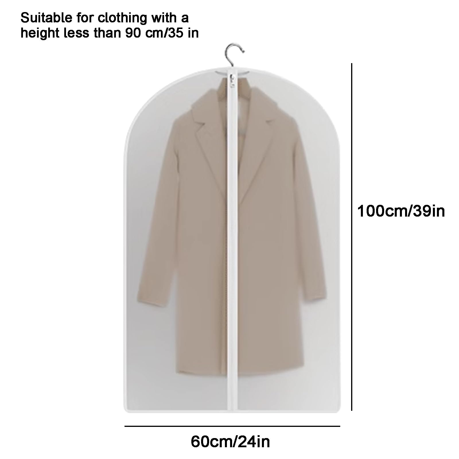 Funda para Colgar Ropa, Transparente, Ideal para Guardar Ropa en Armario y Viajar, Ideal para Camisas y Vestidos (5 Unidades) (100 x 60 cm, 39 x 24 Pulgadas)