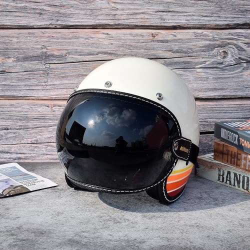 Vintage Black Universal Open Face Helmet with Bubble Visor Lens Motorcycle Windshield Goggles