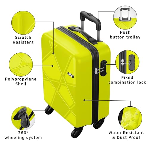 Safari-Pentagon-Hardside-Small-Size-Cabin-Luggage-Suitcase-Trolley-Bags-for-Travel-Green-Lime-Color-55cm