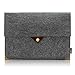 Lavievert Gray Felt Case Bag Sleeve Protector with Authentic Triangle Leather Flap and Copper Metal Corner for Apple 11