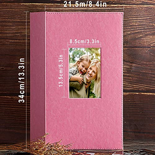 Image of Ywlake Photo Album 4x6 300 Pockets, Leather Photo Albums Holds 300 Horizontal Only Pictures Pink
