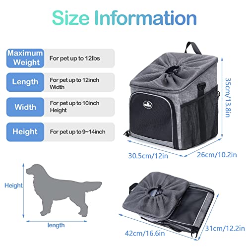 Wakytu Dog Bike Basket Carrier, Pet Bicycle Front Carrier Backpack for Bike Riding Foldable Removable, Reflective Strips… - Image 3