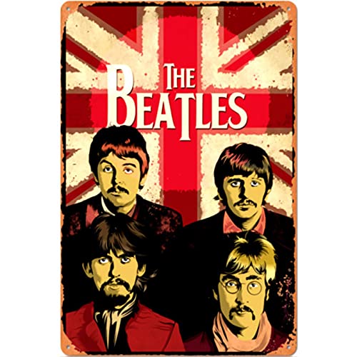 FENGYIN ART Retro Metal Signs, Band Tin Sign Decorative, Vintage Tin Sign Painting Gifts for Beatles Fans, Classic Rock for Pub Bar Decor, Size 20x30cm 8"x12"(20cmx30cm) VintageTin-0107