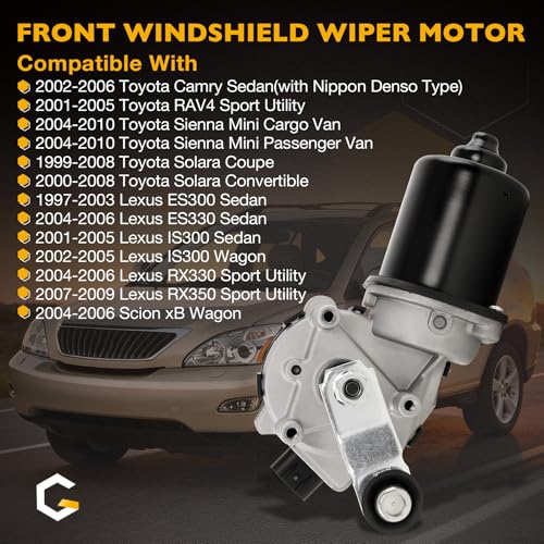 Image of Front Windshield Wiper Motor Compatible with 2002-2006 Toyota Camry, 01-05 RAV4, 04-10 Sienna, 99-08 Solara, Lexus RX330, RX350, ES300, ES330, IS300, Scion xB Replace 85110-06030 85110-33220