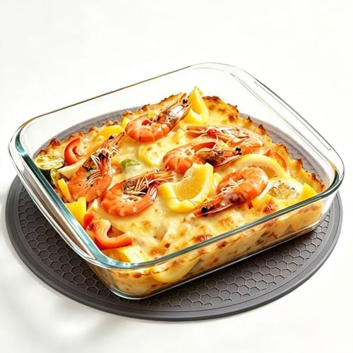 XIRYAER Glass Baking Dish, 8x8in Square Glass Baking Pan, with Silicone Heat-resistant Mats, 1.9 Qt Casserole Dish, Glass Baking Dishes for Oven, Dishwasher, Freezer, Microwave Safe - image 1