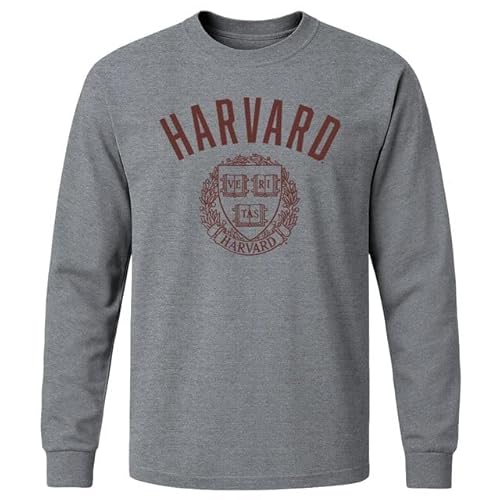 Barnesmith Harvard University Crimson Long Sleeve Adult Unisex T-Shirt, Heritage, Charcoal Heather, X-Large