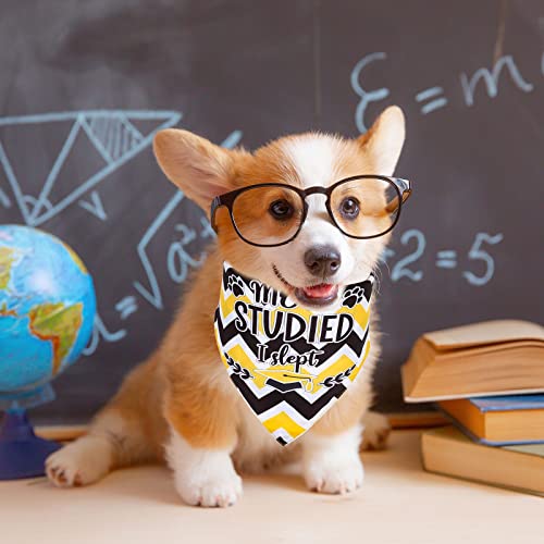 Whaline 5 Pack 2023 Dog Graduation Bandanas Black Yellow White Graduation Dog Triangle Scarf Adjustable Dog Outfits Bibs Pet Dog Neckerchief For Pet Cat Dog Costume Bandana Graduation Party Supplies #TOP5