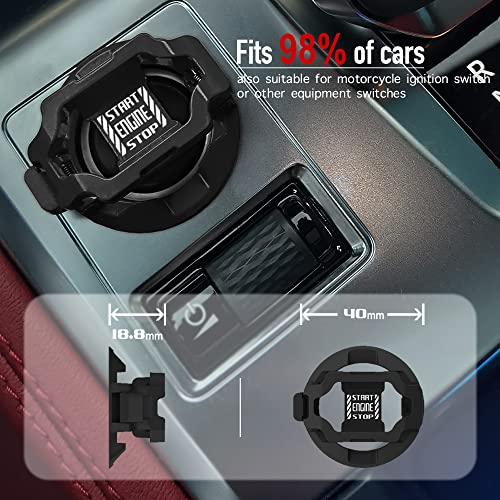 Tybasthe Push Start Button Cover, Car Engine Start Stop Button Cover Protector, Cool Car Accessories Interior Decor Sticker Motorcycle Key Ignition Switch Cover, Black #TOP3