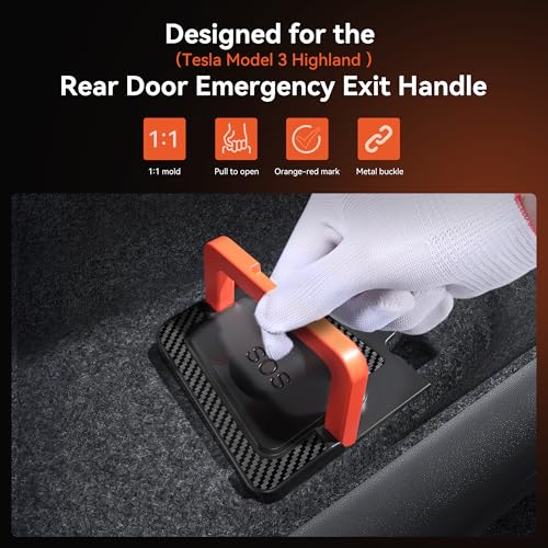 Image of YONZEE Emergency Door Release Handle for Tesla Model 3 Highland 2024-2026, Rear Door Emergency Escape Handle, Interior Safety Pull Accessories, Easy Installation