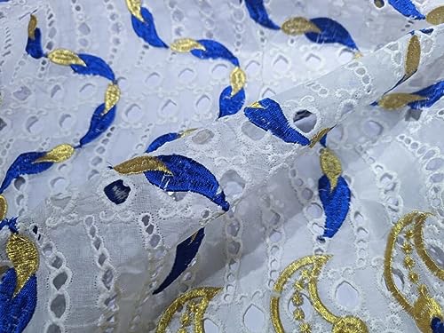 Encaje químico marfil y azul de 36 pulgadas para diseñar vestidos sin deshilachar 5