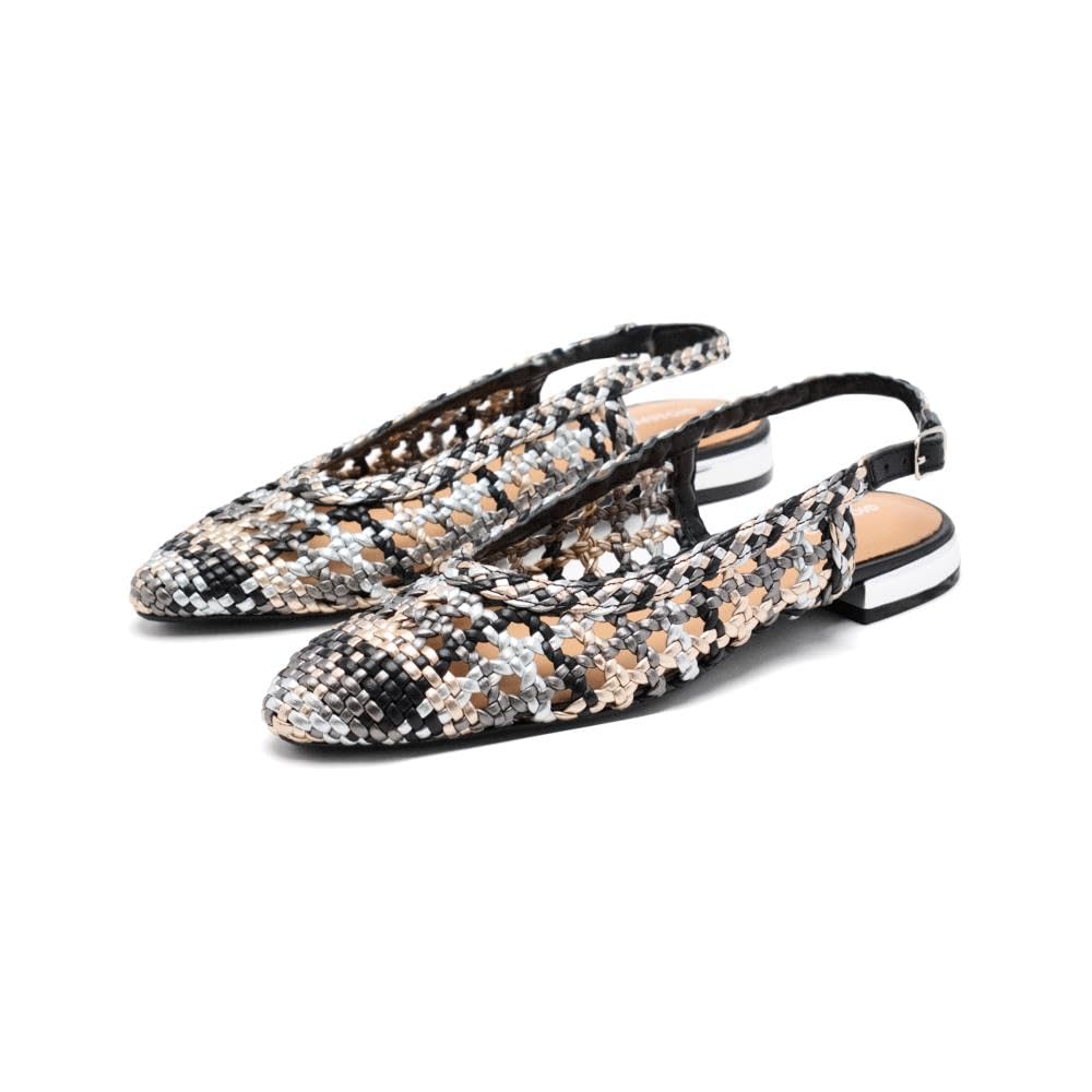 GIOSEPPO Women's Colby Mary Jane Flat, Black/White, 5 UK