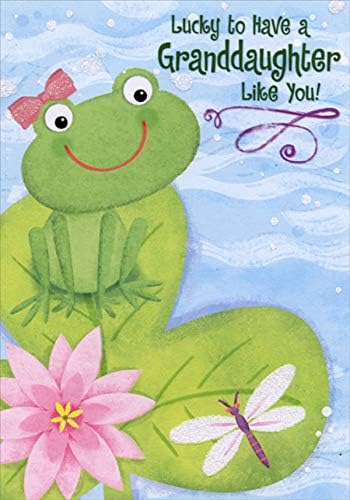 Designer Greetings Frog on Shamrock Lily Pad Juvenile St. Patrick's Day Card for Granddaughter