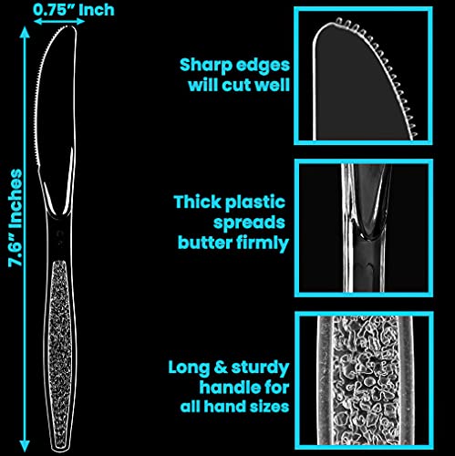 image for Lonezo [150 Count Plastic Knives Clear Plastic Knives Heavy Duty Shatt