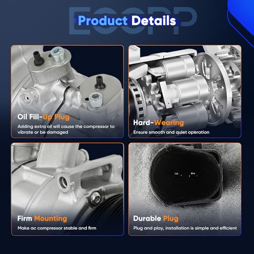 Image of ECCPP AC Compressor Fit for Volkswagen Jetta Passat 2.5L 2005-2014 | Fit for Volkswagen Beetle 2.0L 2006-2011 Fast Cooling AC Compressor with Clutch