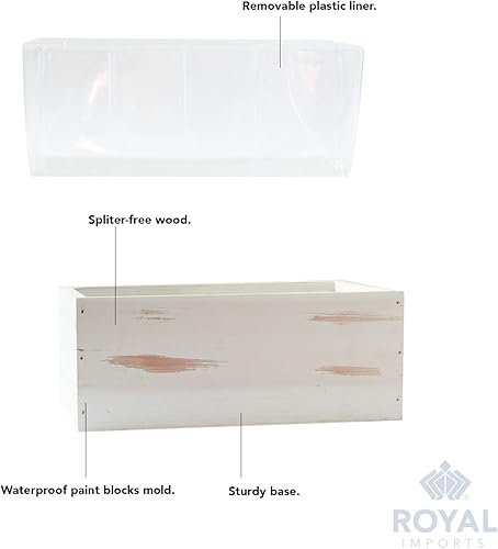 Vista 31 de Royal Imports Maceta de madera para flores, florero decorativo de madera con forro de plástico, cesta de almacenamiento de papel higiénico para caja