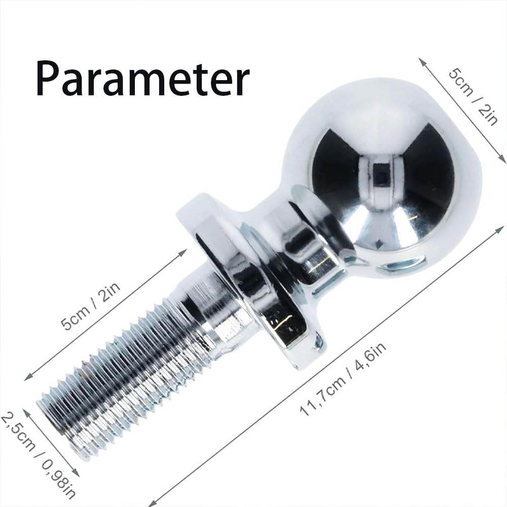 Gancio Di Traino Da 3,5 Tonnellate - Testa Sferica 50 Mm, Vite 25 Mm