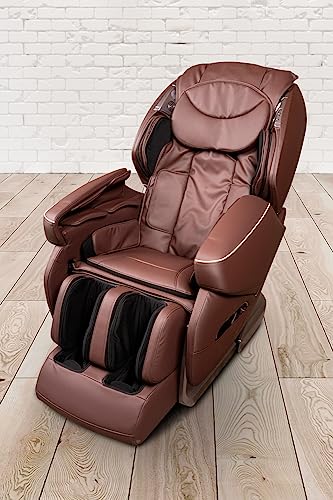 trends4cents PureHaven Massage-Sessel Knet- und Klopfmassage Heizfunktion Bluetooth USB Sprachsteuerung braunes PU-Leder Fuß- Rücken- und Gesäßmassage – Bild 3