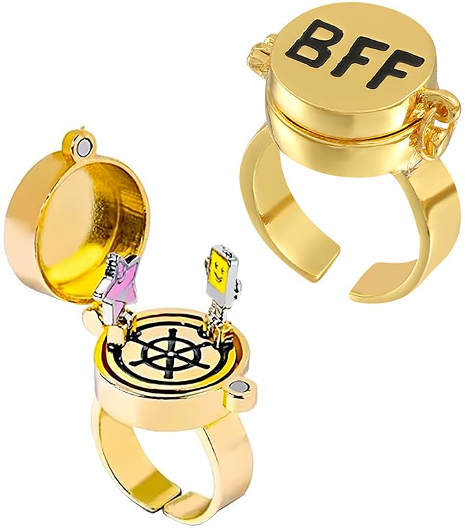 YeahBoom 2 Stück Beste Freunde für Immer Ringe,Einstellbar Offene Kappe...