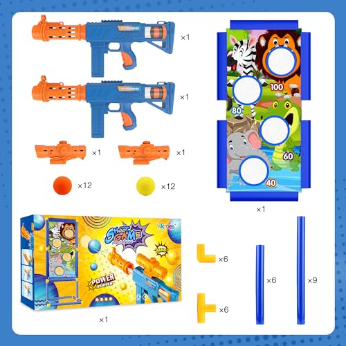 Kkones M002 Shooting Game Toy For Boys - 2 Player Toy Foam Blaster Air Guns, 24 Foam Bullet Balls Popper & Standing Shooting Target, Birthday Gifts For Age 3 4 5 6 7 8 9 10-12 Years Old Kids thumb #3